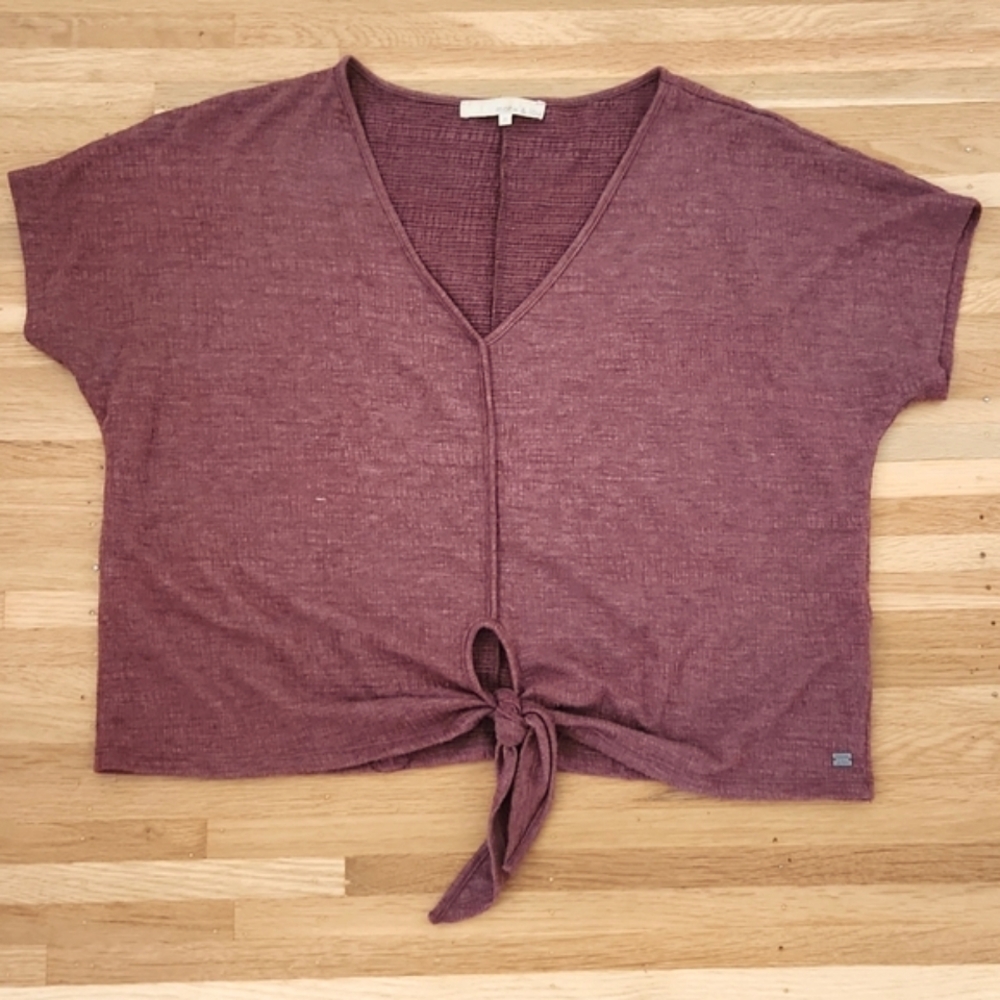 Monk & Lou V-Neck Tie-Front Shirt